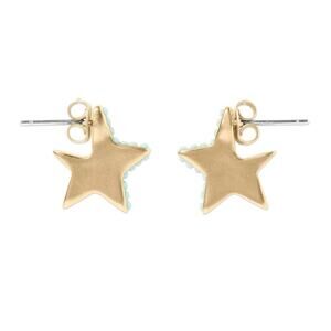 Lucky Brand Gold Tone Turquoise Stone Edged Star Drop Earrings NWT